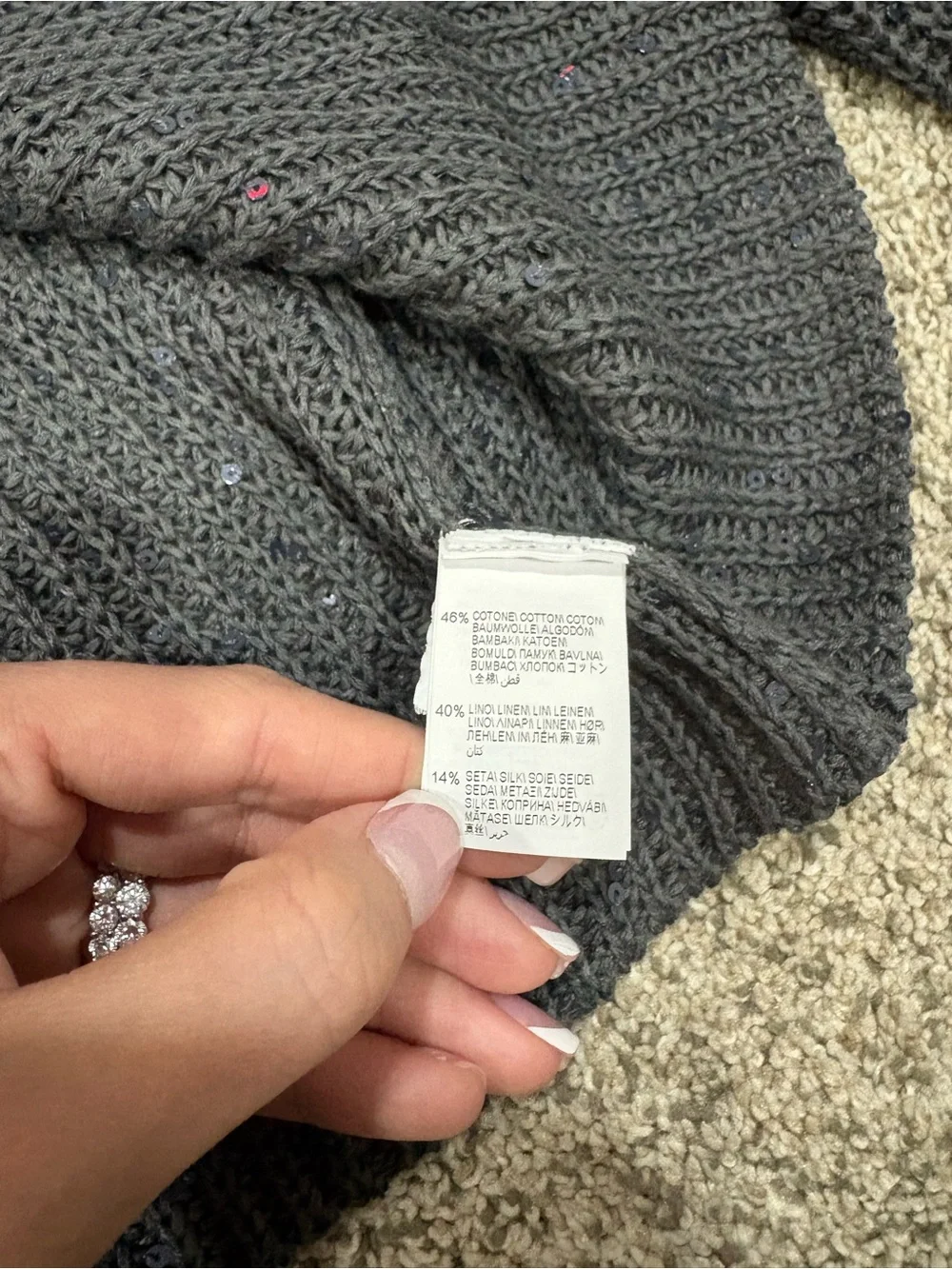 Brunello Cucinelli NWT Sequin Knit Cardigan Sweater Gray Size S Made in Italy